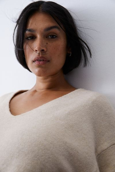 Oversized Sweater - Light beige - Ladies | H&M US | H&M (US + CA)