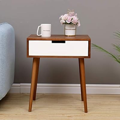 MOOSENG Wood Nightstand End Side Drawer and Open Shelf Accent Table Modern Furniture in Bedroom H... | Amazon (US)