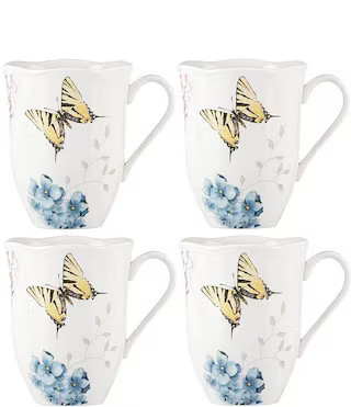 Lenox Butterfly Meadow Hydrangea Mugs, Set of 4 | Dillard's | Dillard's