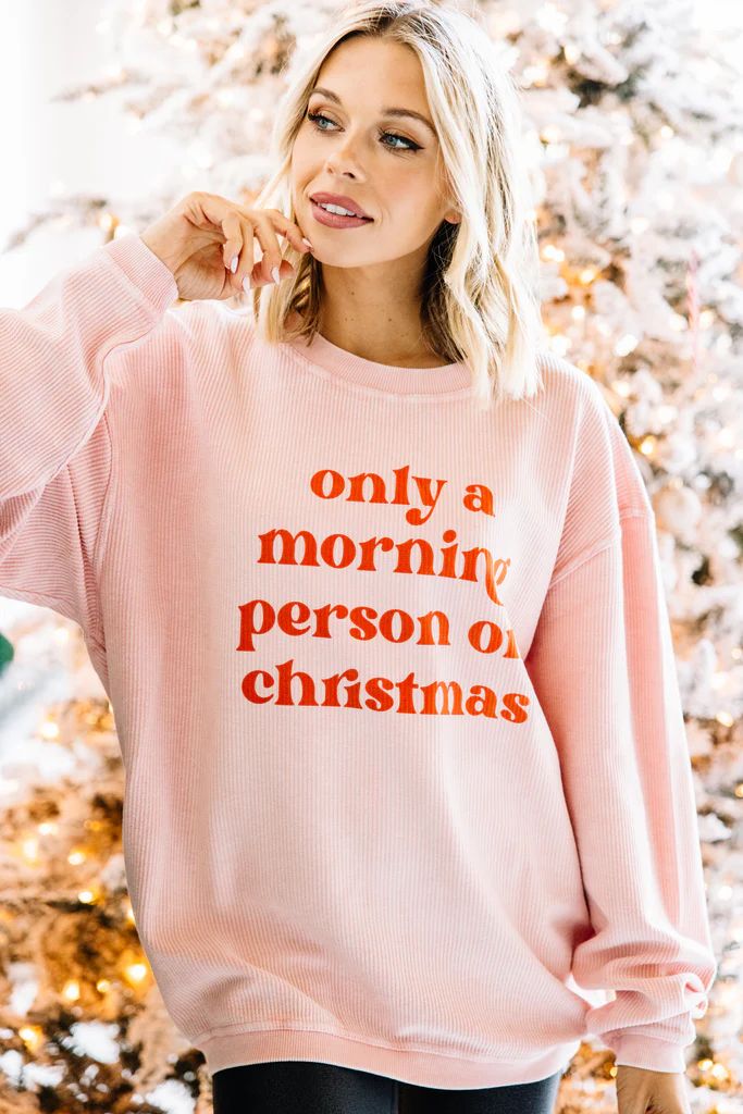 Only On Christmas Blush Pink Corded Graphic Sweatshirt | The Mint Julep Boutique
