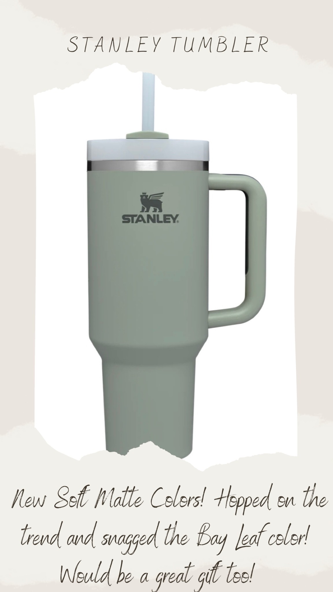 New Stanley 40 oz tumbler in soft matte colors. Would make a great gift! I just snagged the Bay Leaf color! 

#LTKHoliday #LTKunder100