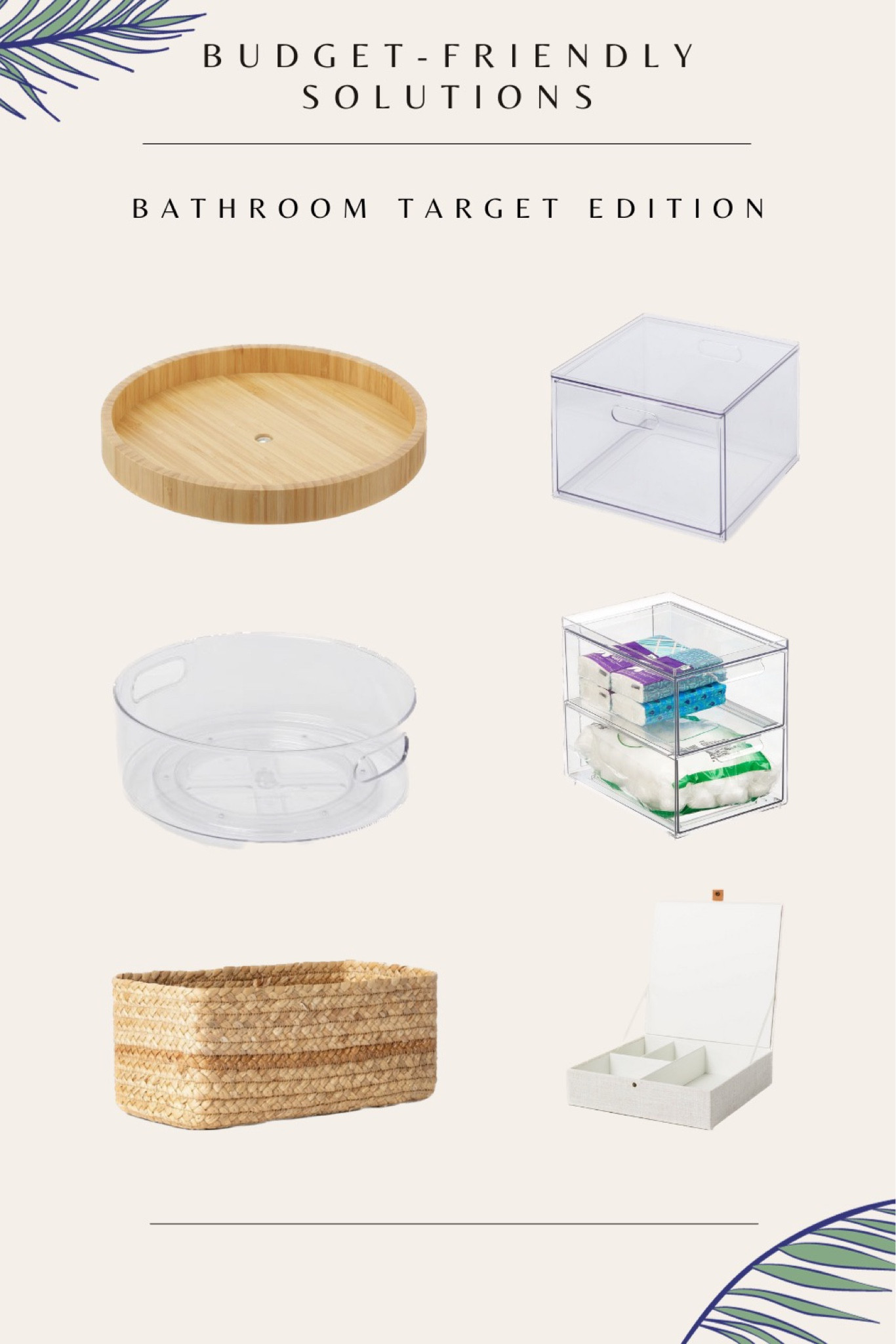 Budget-friendly solutions. Bathroom Target edition✨ mDesign Lazy Susan Turntable Food Storage Container. All Purpose Single Drawer Storage Clear - Brightroom. Braided Water Hyacinth Media Bin - Threshold. All Purpose Turntable Storage Clear - Brightroom. mDesign Plastic Stackable Bathroom Vanity Storage Organizer with Drawer. Fabric Divided Jewelry Box Cream - Hearth & Hand™ with Magnolia

#LTKfamily #LTKhome