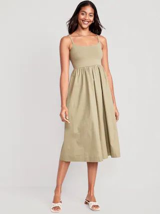 Fit &amp; Flare Combination Midi Cami Dress for Women | Old Navy (US)