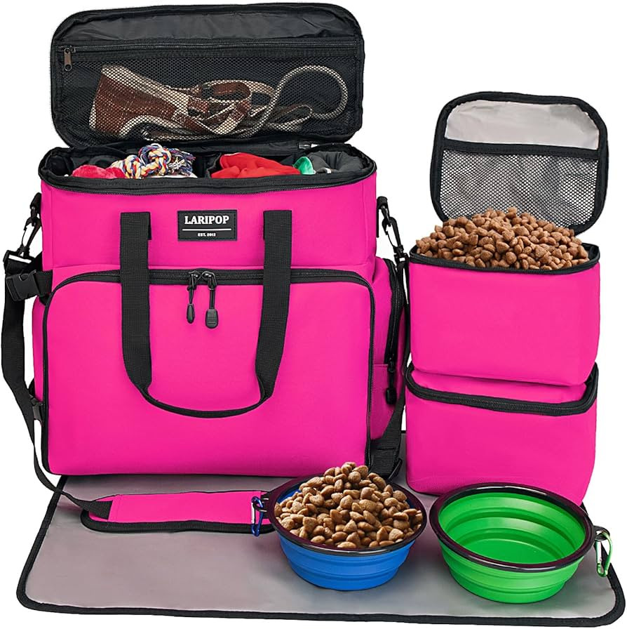 Dog Travel Bag,Weekend Pet Travel Bag Set for Dog and Cat,Airline Approved Tote Multi-Function Do... | Amazon (US)