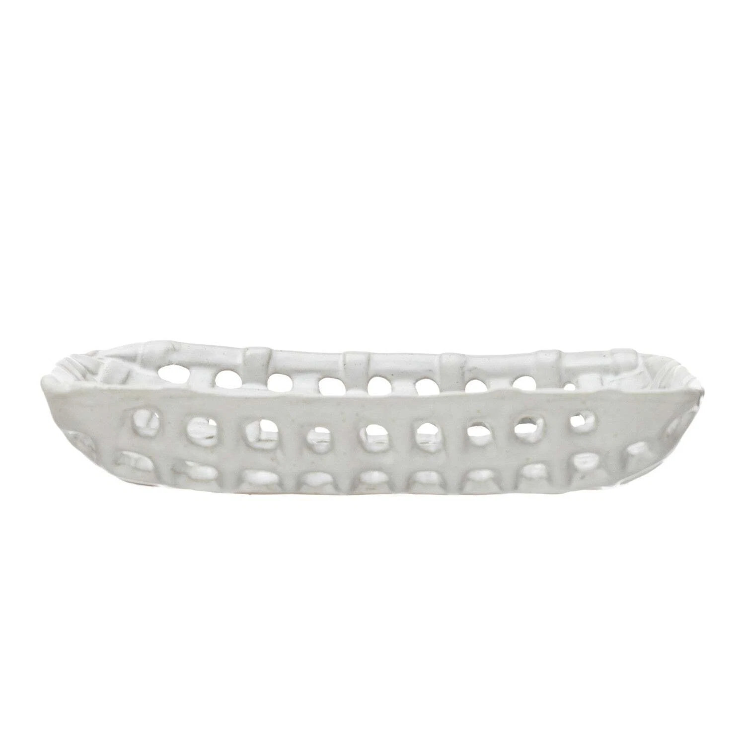 Handmade Reactive Glaze Cream Stoneware Basket Dish | eBay US