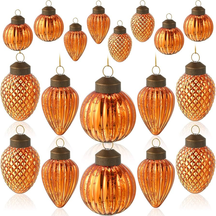 Deekin 24 Mini Glass Christmas Ornaments Set Fall Christmas Ornaments Assorted Mini Hanging Glass... | Amazon (US)