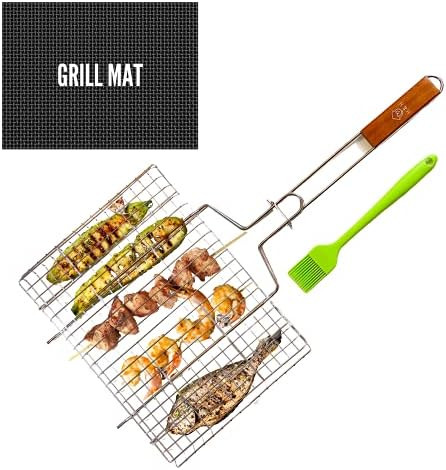 Fish Basket for Grilling - Fish Grill Basket - Includes Brush and Grill Mat - Stainless Steel BBQ... | Amazon (US)