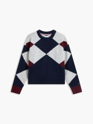 Tommy Hilfiger Women's Argyle Crewneck Sweater - Navy Blue - XXS | Tommy Hilfiger (US)