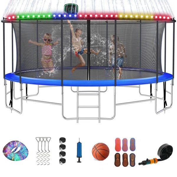 Fiziti Trampoline Series 16' Round Backyard Trampoline with Safety Enclosure | Wayfair North America