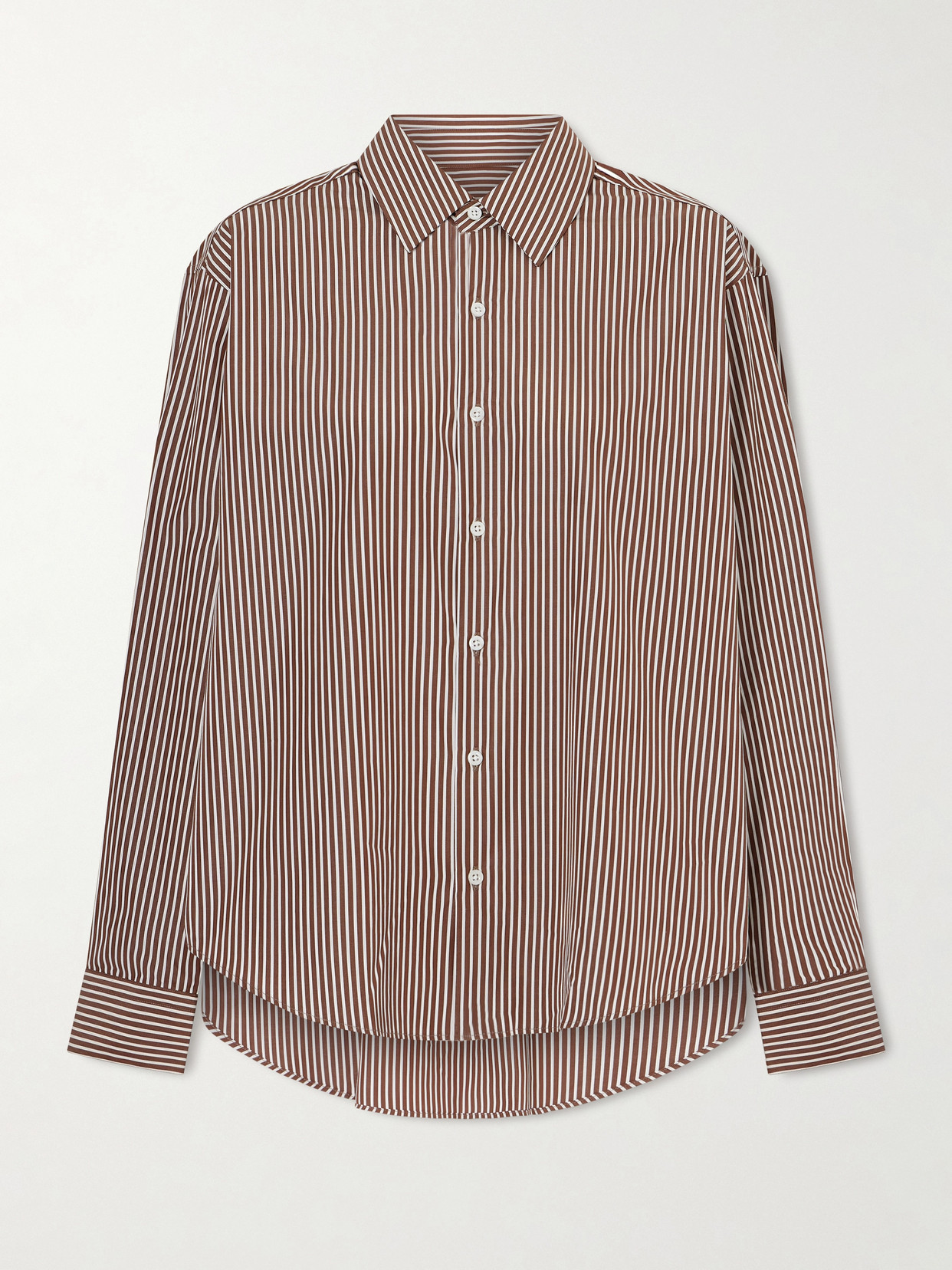 Comme Si - La Shirt Classica Striped Cotton-poplin Shirt - Brown | NET-A-PORTER (US)
