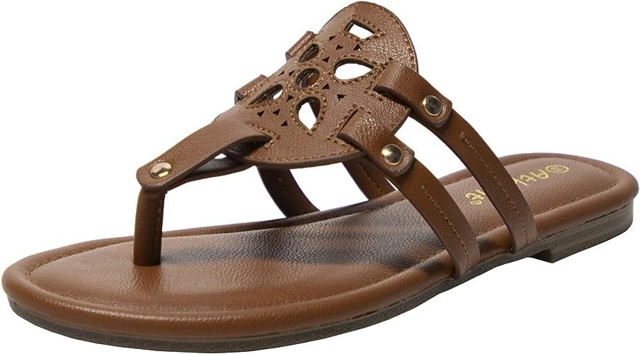 Athlefit Womens Flat Sandals Flip Flops Casual Slip on Comfortable Thong Beach Sandal for Women D... | Amazon (US)