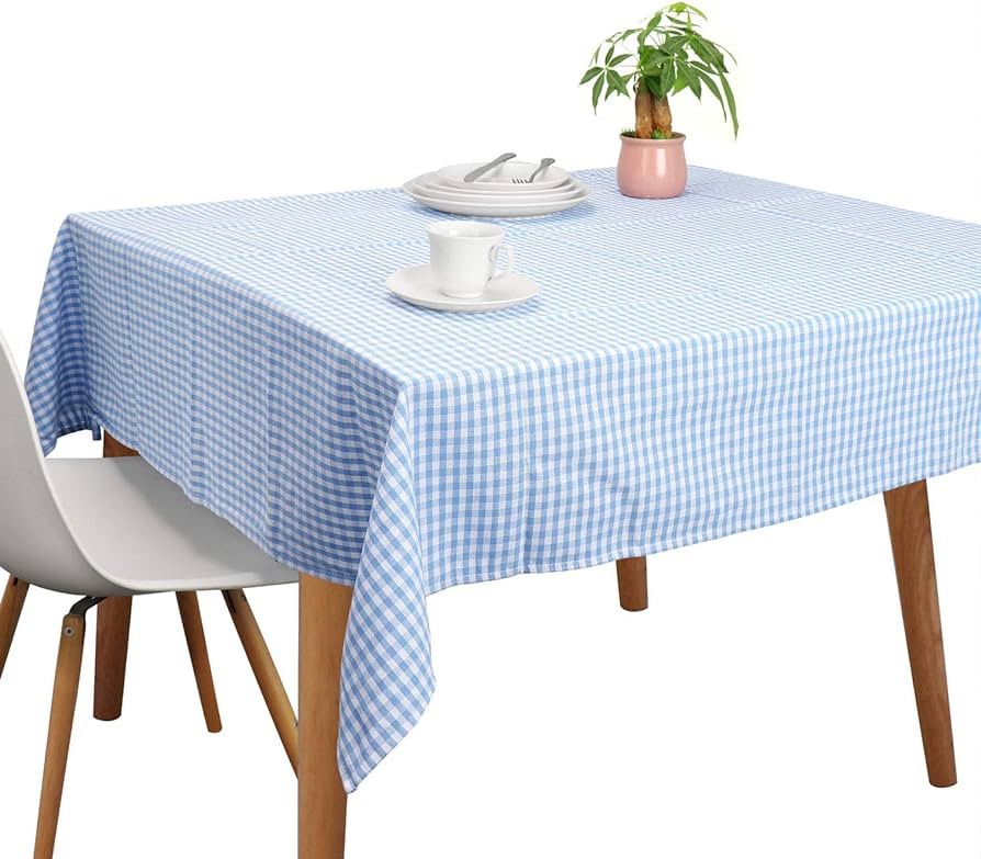 Square Table Cloth, Vintage Table Covers Pure Cotton Gingham Tablecloths Oversized Christmas Holi... | Amazon (US)