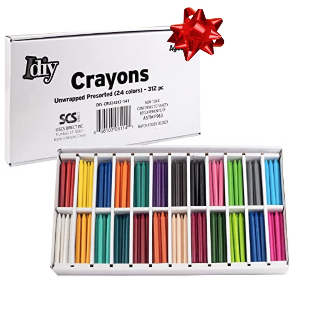 IDIY Unwrapped Bulk Wax Crayons 313 Count- 24 Colors (13 Each) Pre-sorted, Paperless, ASTM Safety... | Amazon (US)