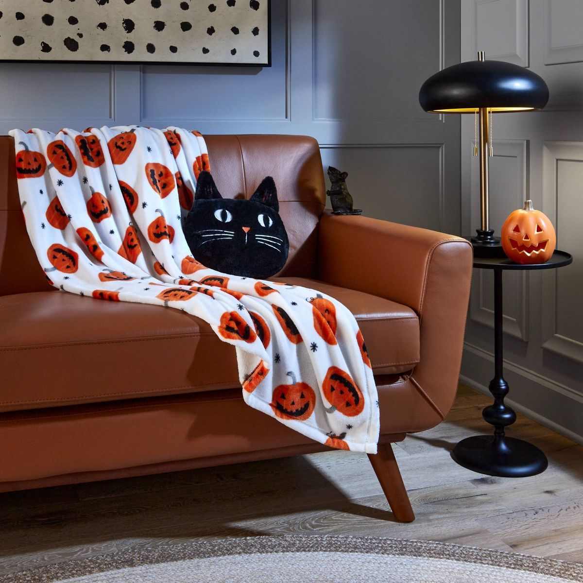 Faux Fur Cat Novelty Halloween Throw Pillow Black - Hyde & EEK! Boutique™ | Target