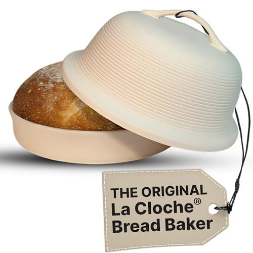 Sassafras Superstone Stoneware La Cloche Bread Baker, Unglazed, Baking Stone for Bread, Capacity 5QT 12”D x7”H with handle, Withstands Temperature 500-2100 Fahrenheit | Amazon (US)