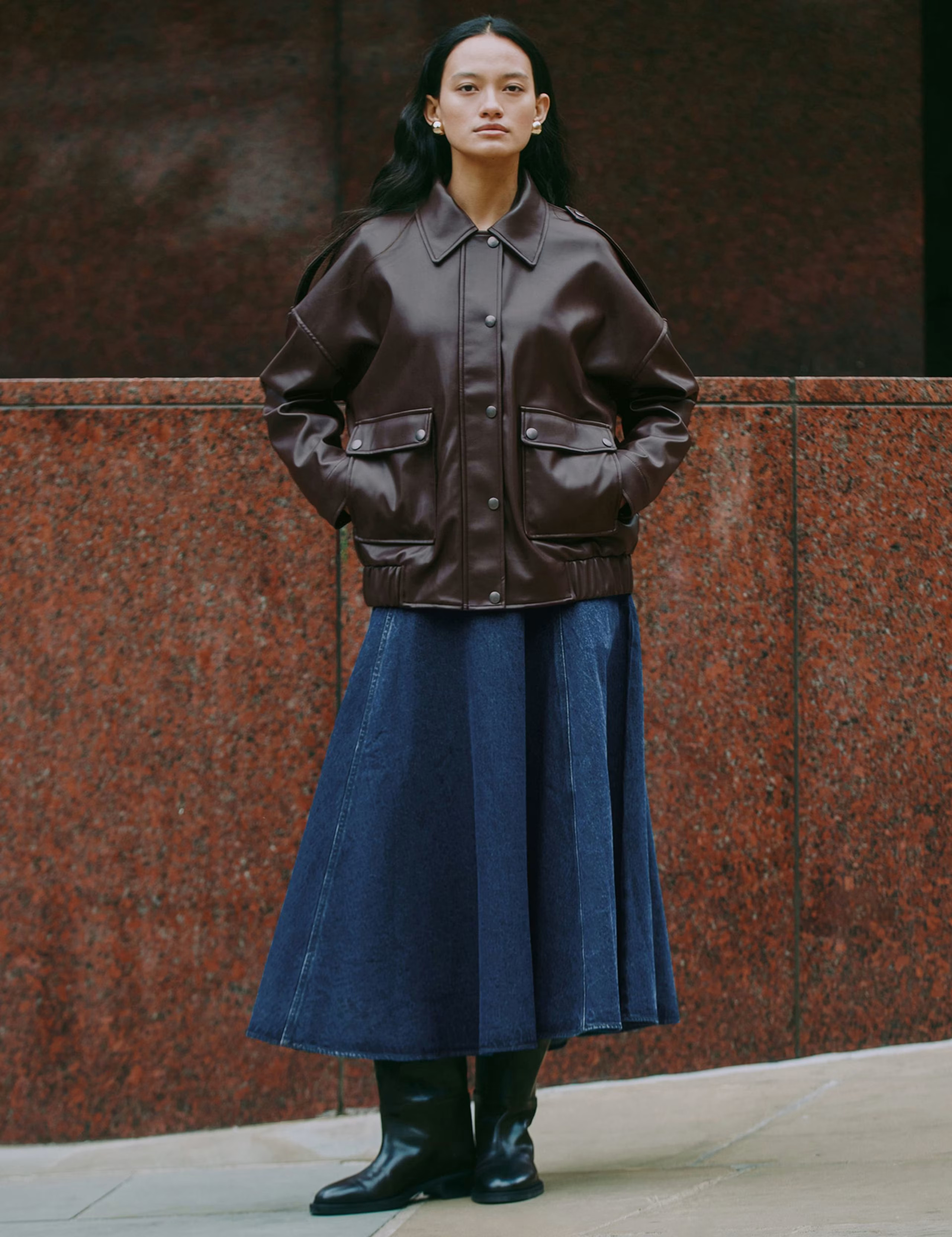 Faux Leather Relaxed Bomber Jacket | Albaray | M&S | Marks & Spencer (UK)