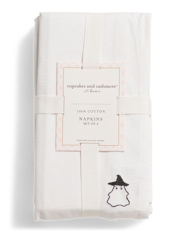 Set Of 4 Embroidered Floating Ghost Napkins | TJ Maxx