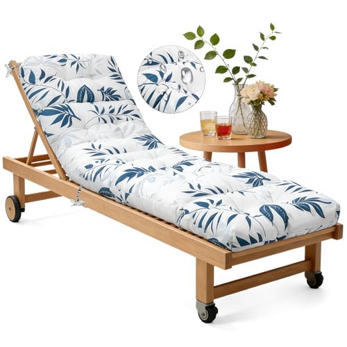 EVJUICION Waterproof Outdoor Lounge Chair Cushions 74.8 x 22 x 4.7 Inches，Chaise Lounge Chair Cushions Replacement for Outdoor Furniture with Ties, Thickened Patio Pool Bench Lounge Chair Cushions | Amazon (US)