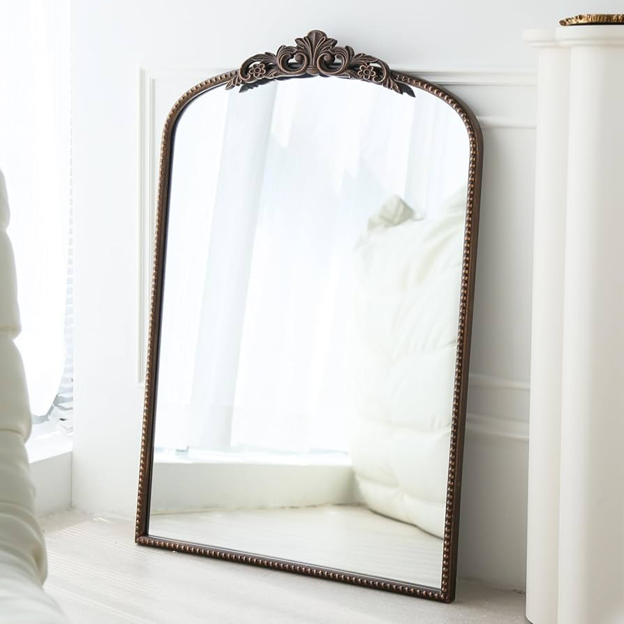 Micasso Traditional Ornate Metal Frame Arch Wall Mirror Baroque Vintage Vanity Mirror for Bathroo... | Amazon (US)