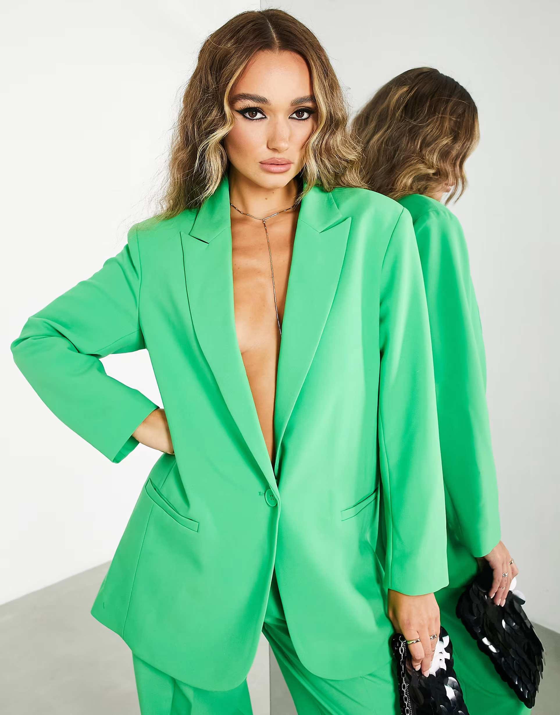 ASOS EDITION oversized longline blazer in bright green | ASOS | ASOS (Global)
