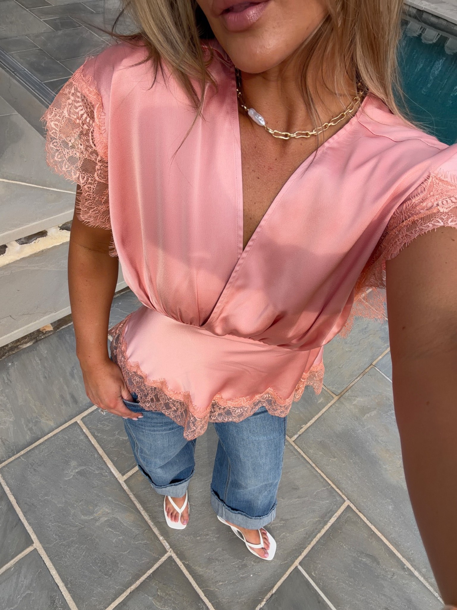 The prettiest top for spring! The silk & lace is the perfect combo! Can be dressed up or down! Perfect for spring! 

#LTKootd