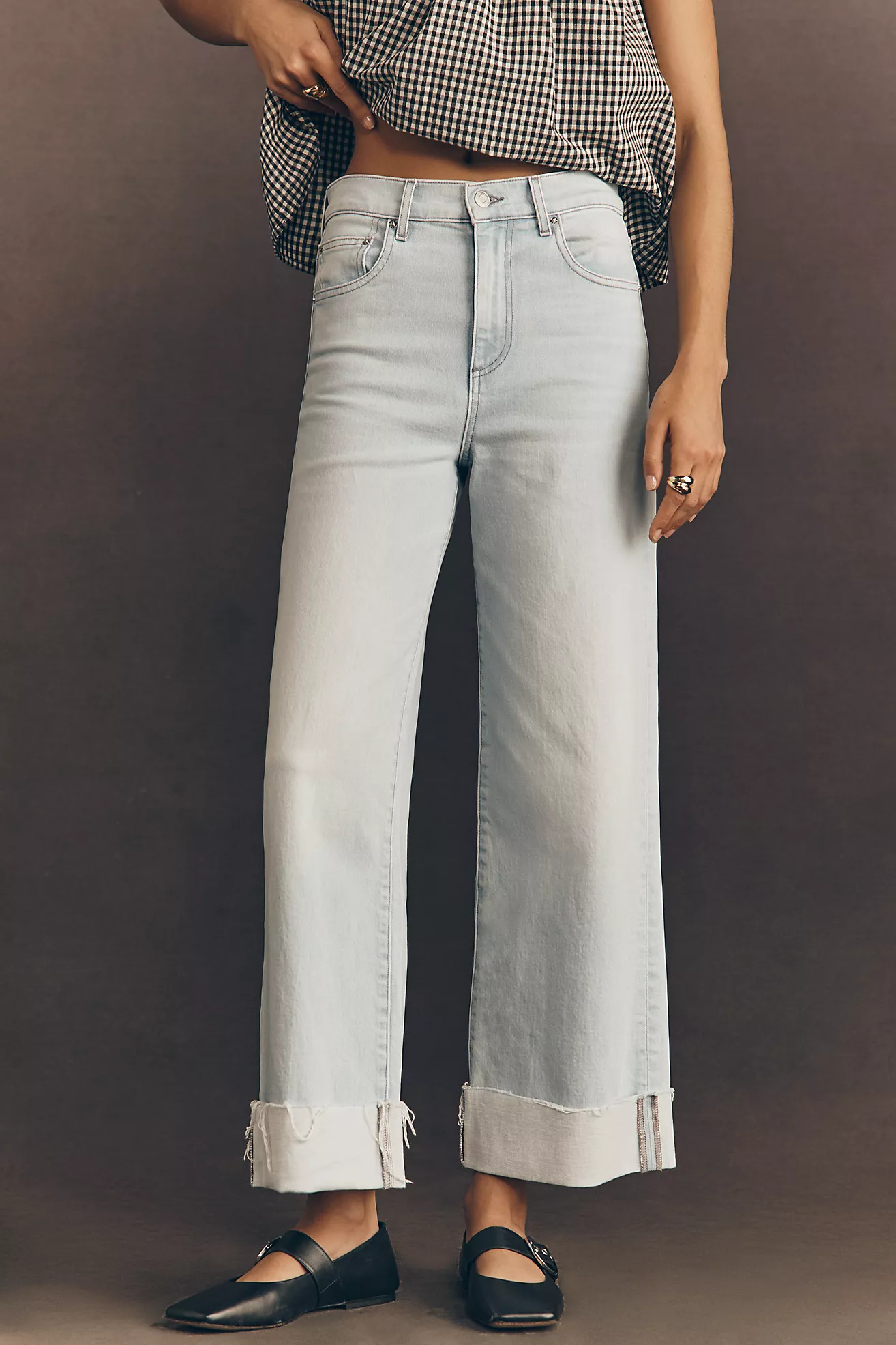 LE JEAN Column High-Rise Wide-Leg Cuffed Jeans | Anthropologie (US)