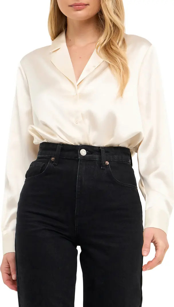 Satin Button-Up Blouse | Nordstrom