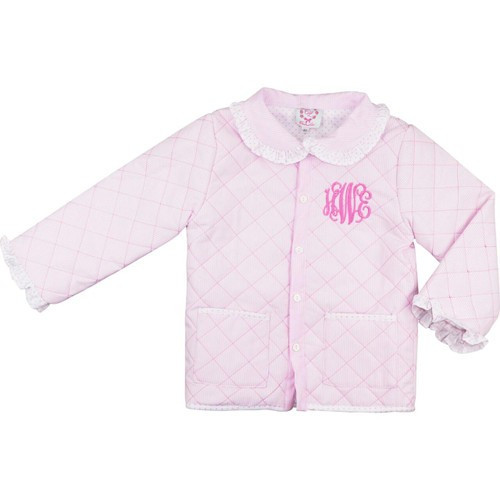 Pink Mini Stripe Quilted Coat - Shipping Mid-October | Cecil and Lou