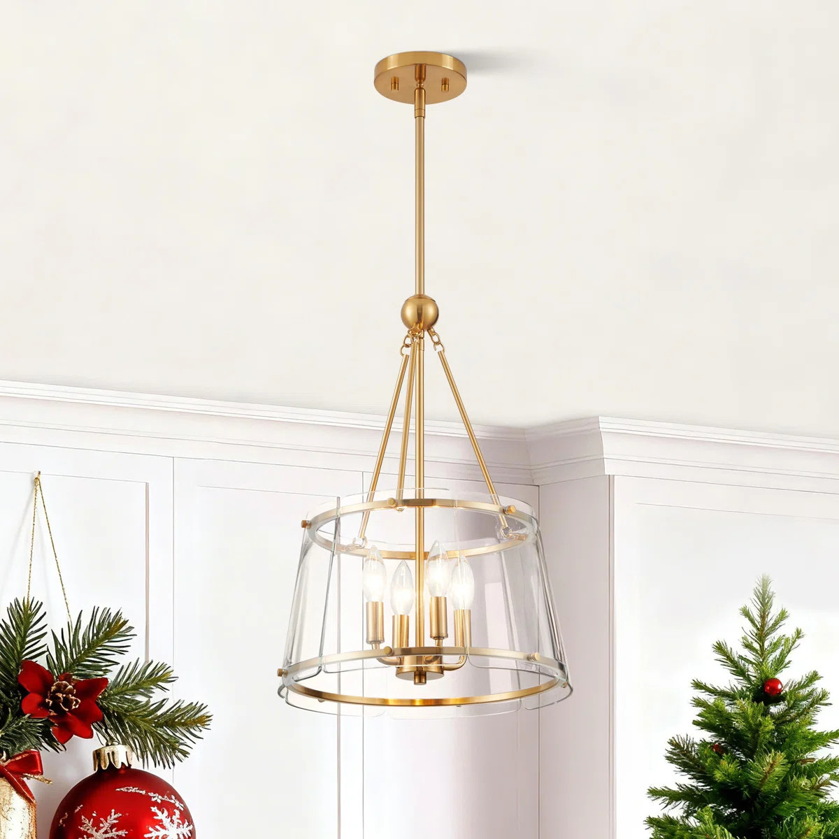 4-light Single Pendant Light With Clear Glass Shade | Wayfair North America