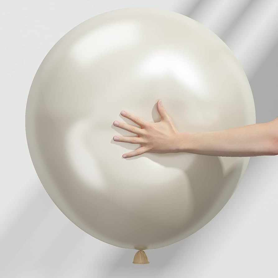 Pearl White Sand Balloons 18 Inch, 12 PCS Extra Large Beige Cream Off White Pearl Balloons, Big B... | Amazon (US)