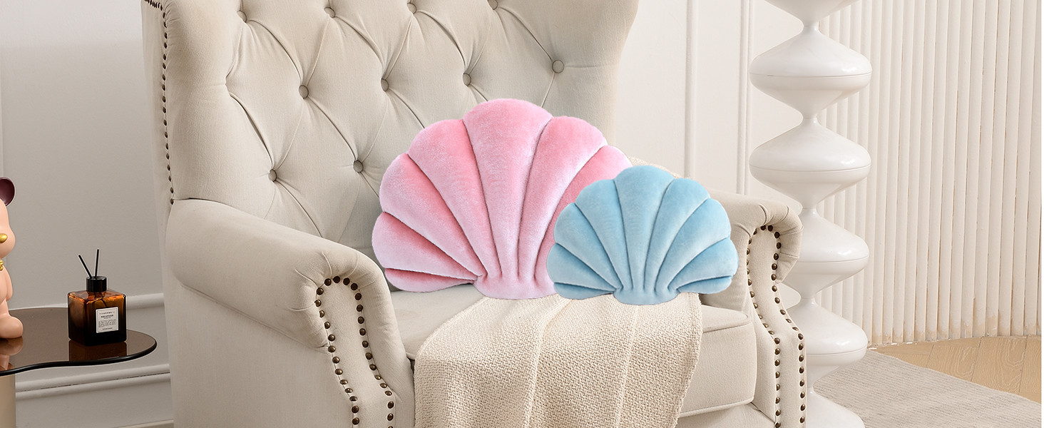XIAIJIA Seashell Decorative Pillow Shell Shaped Throw Pillow 3D Insert Beach Pillow Soft Velvet P... | Amazon (US)