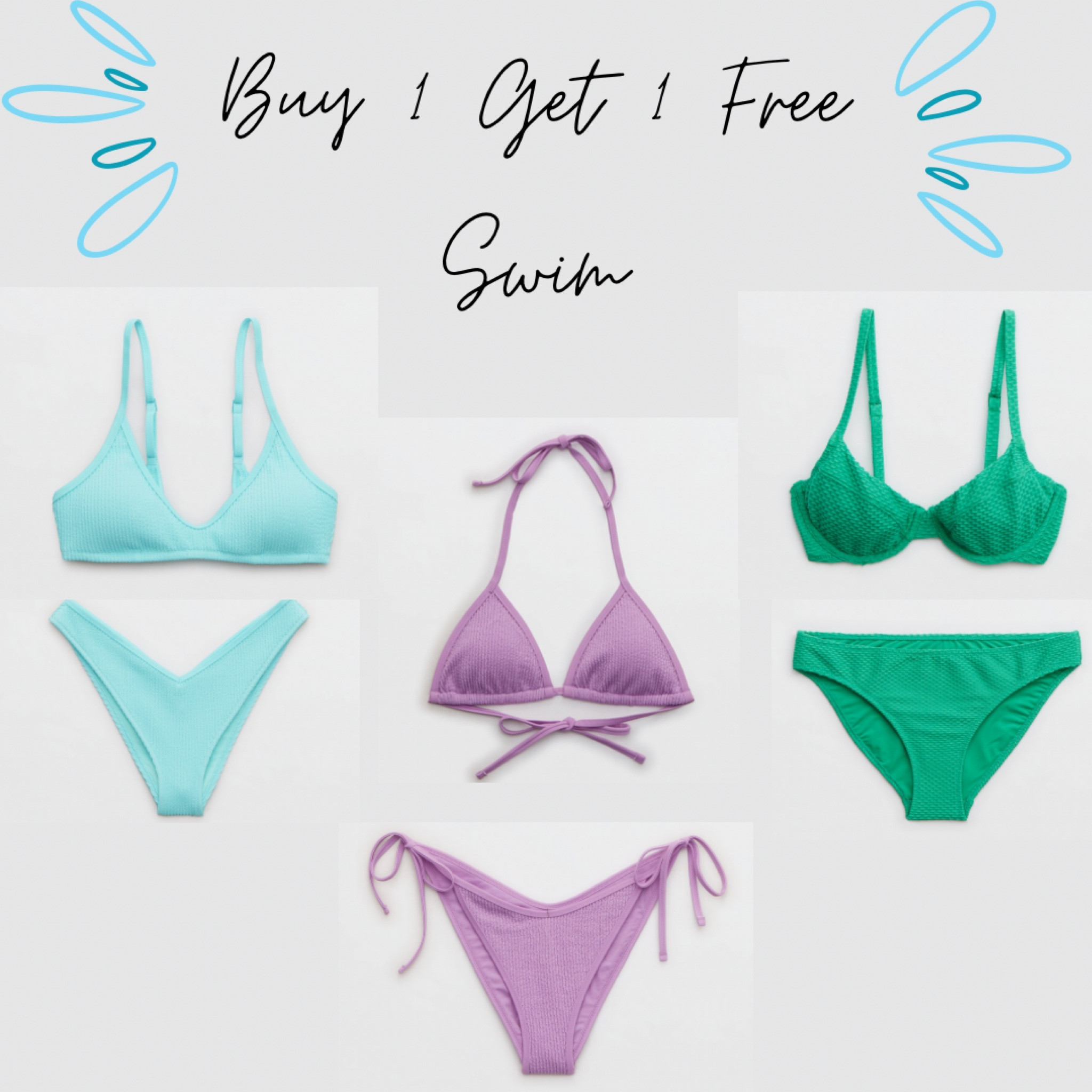 Swim is buy one get one free! 🤍 | BOGO | buy one get one free | swim | bikinis | swim sale | sale | aerie | bikini sale | beach | vacation | 

#LTKSale #LTKFind #LTKswim