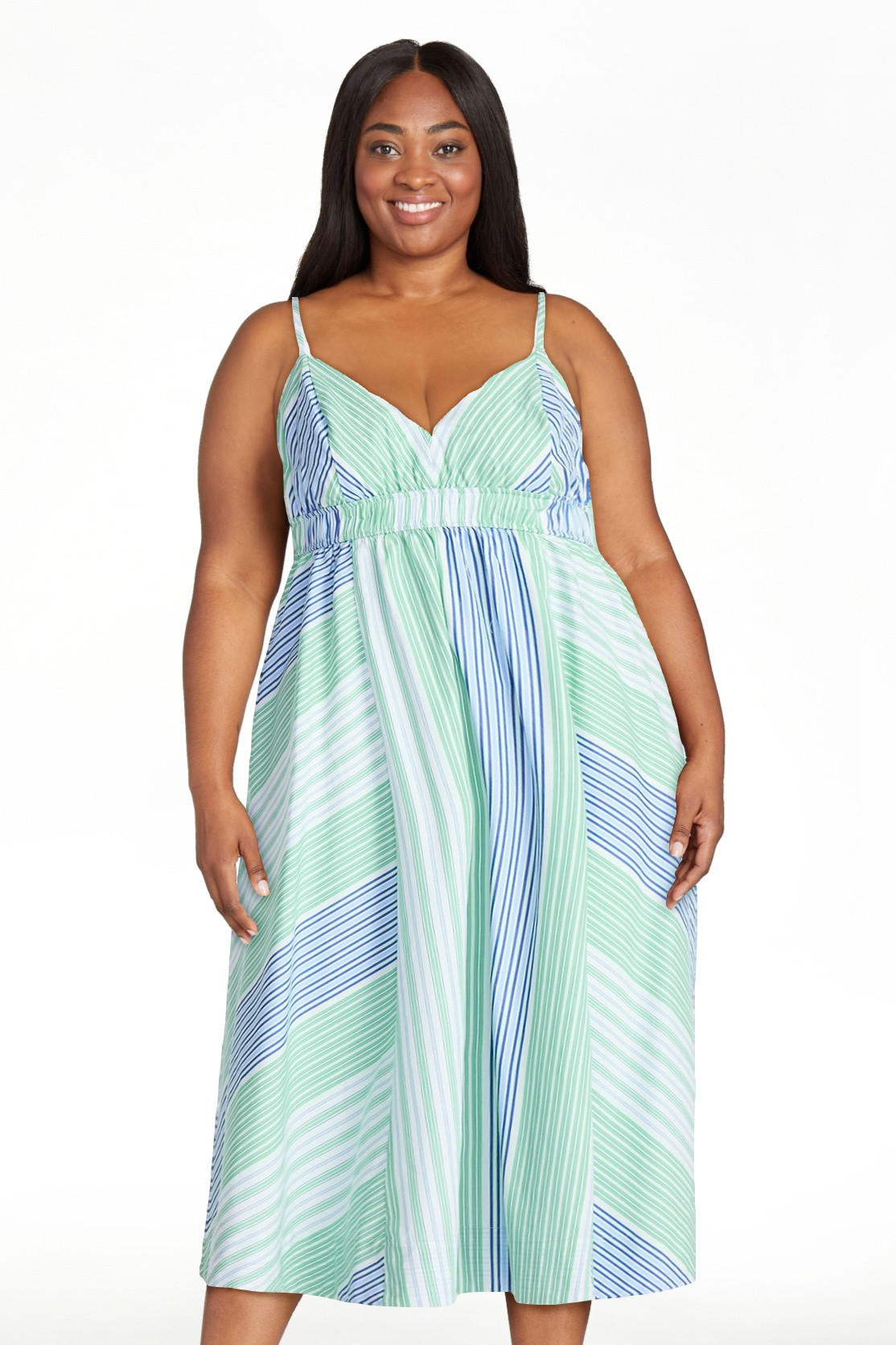 Free Assembly Women's and Women's Plus Striped Cotton Maxi Dress, with Cut Out Back, Sizes XS-4X | Walmart (US)