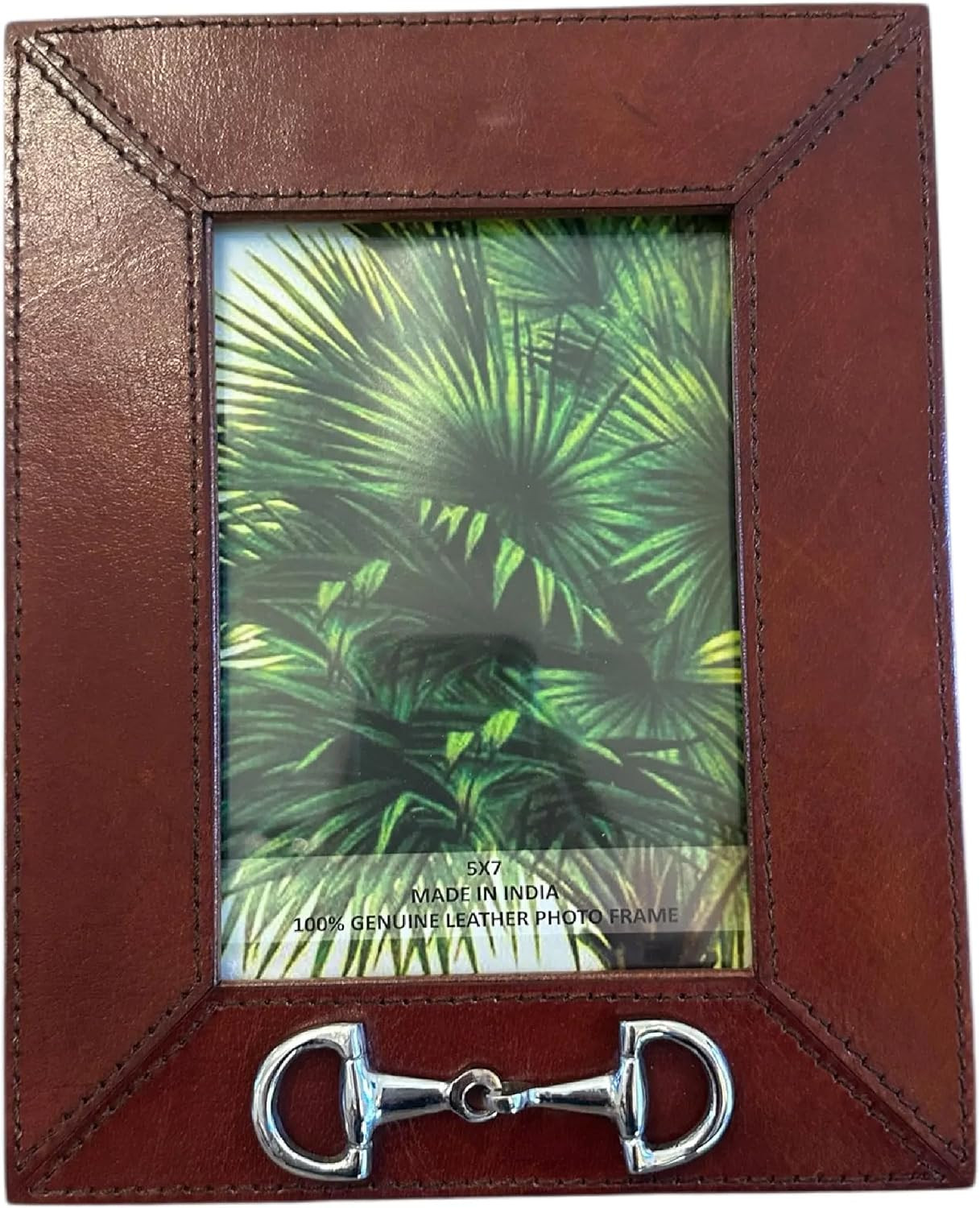 Leather Picture Frame 5x7 with Silver Horse Bit Accent, Handcrafted Genuine Leather Photo Frame for Tabletop Display, Equestrian Decor Gift for Horse Lovers, Home Office Desk | Amazon (US)