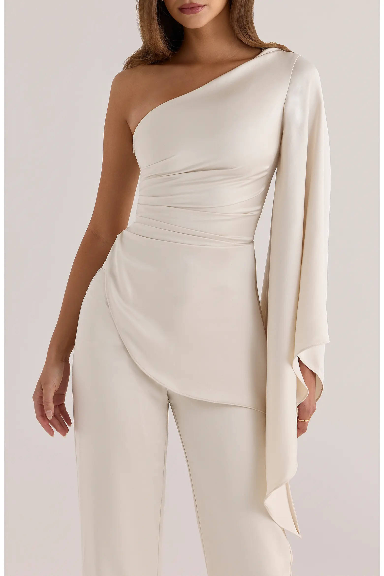 HOUSE OF CB Nicolette Satin One Sleeve Top (Women) | Nordstrom | Nordstrom