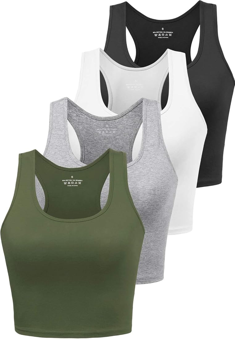Joviren Cotton Workout Crop Tank Top for Women Racerback Yoga Tank Tops Athletic Sports Shirts Ex... | Amazon (US)