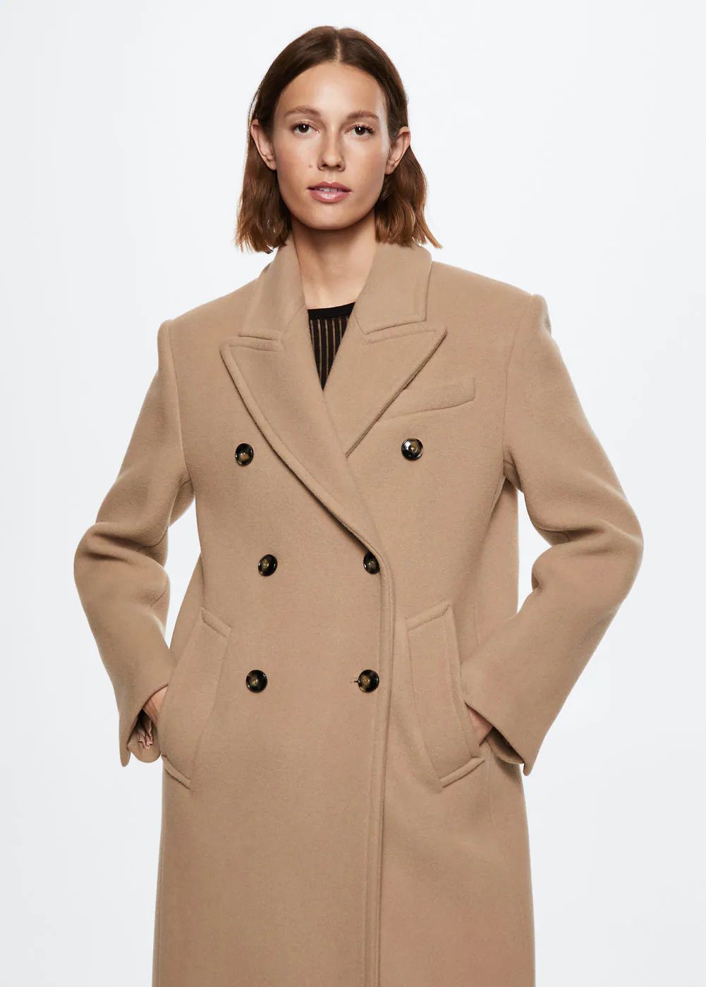 Double-breasted virgin wool coat -  Women | Mango USA | MANGO (US)