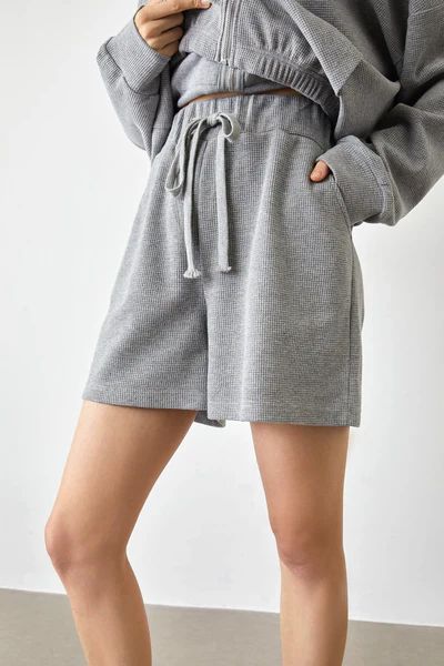 Ashlynn Gray Drawstring Shorts | J.ING