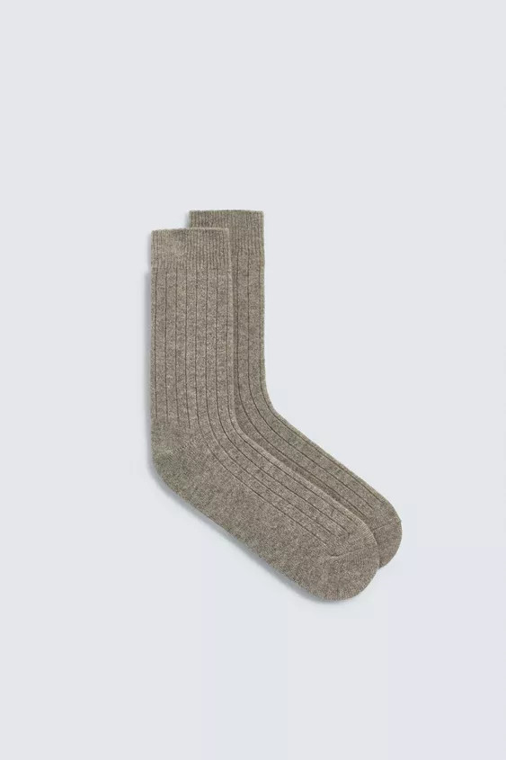 RIBBED CASHMERE BLEND SOCKS | Zara UK