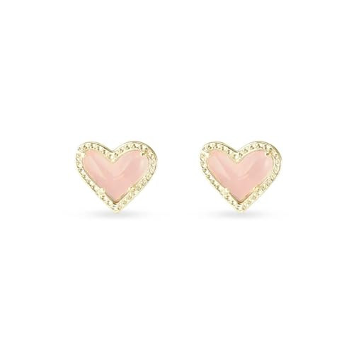 Kendra Scott Ari Heart Stud Earrring, 14k Gold Plated Brass, Rose Quartz, Fashion Jewelry for Women | Amazon (US)