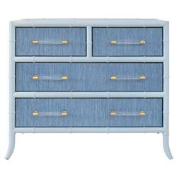 Worlds Away Beckett Modern Classic Blue Bamboo Grasscloth Chest | Kathy Kuo Home