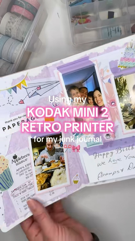The Kodak Mini 2 Retro is a must have!! 😍 No more waiting to junk journal. Just print your pictures from home! #junkjournal #scrapbook #photoprinter #momcraft #junkjournaling