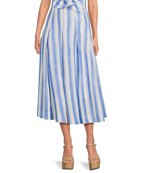 Mestiza New York Seville Santorini Stripe Linen Blend Pleated Coordinating Midi Skirt | Dillard's | Dillard's