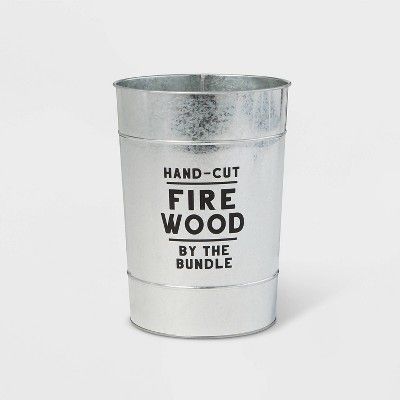 Galvanized Bucket with Hand Cut Firewood Silver - Wondershop&#8482; | Target