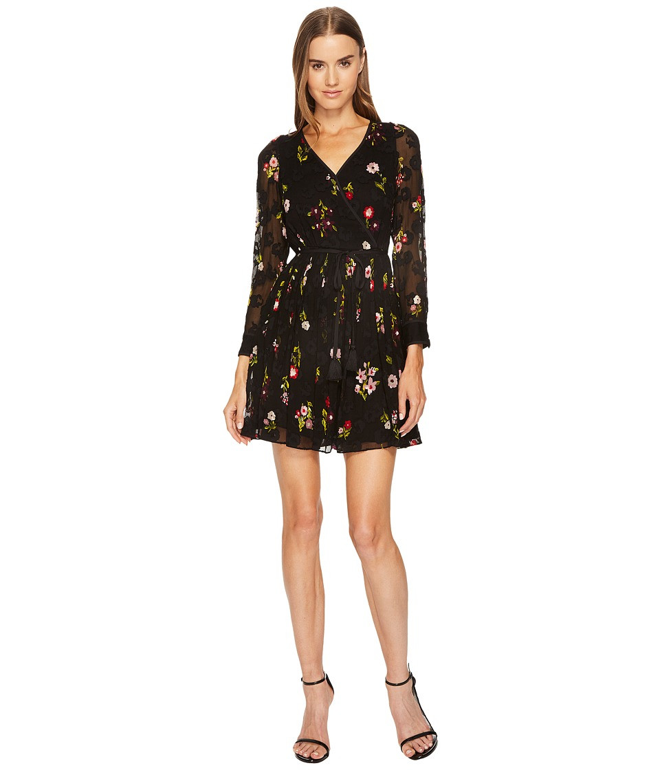 Kate Spade New York - In Bloom Chiffon Mini Dress (Black Multi) Women's Dress | Zappos