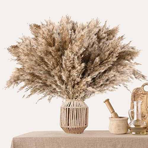 ROORUZ 30PCS Fluffy Dried Pampas Grass Decor,Boho Home Decor,Dried Flowers Bouquet,Wedding Party ... | Amazon (US)