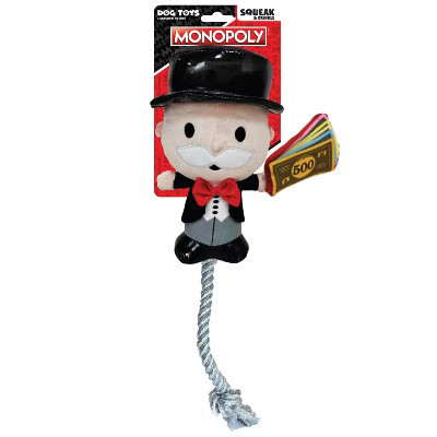 Hasbro 3.6 inch Mr. Moneybags Squeak and Crinkle Plush with Rope Tug Dog Toys | Target