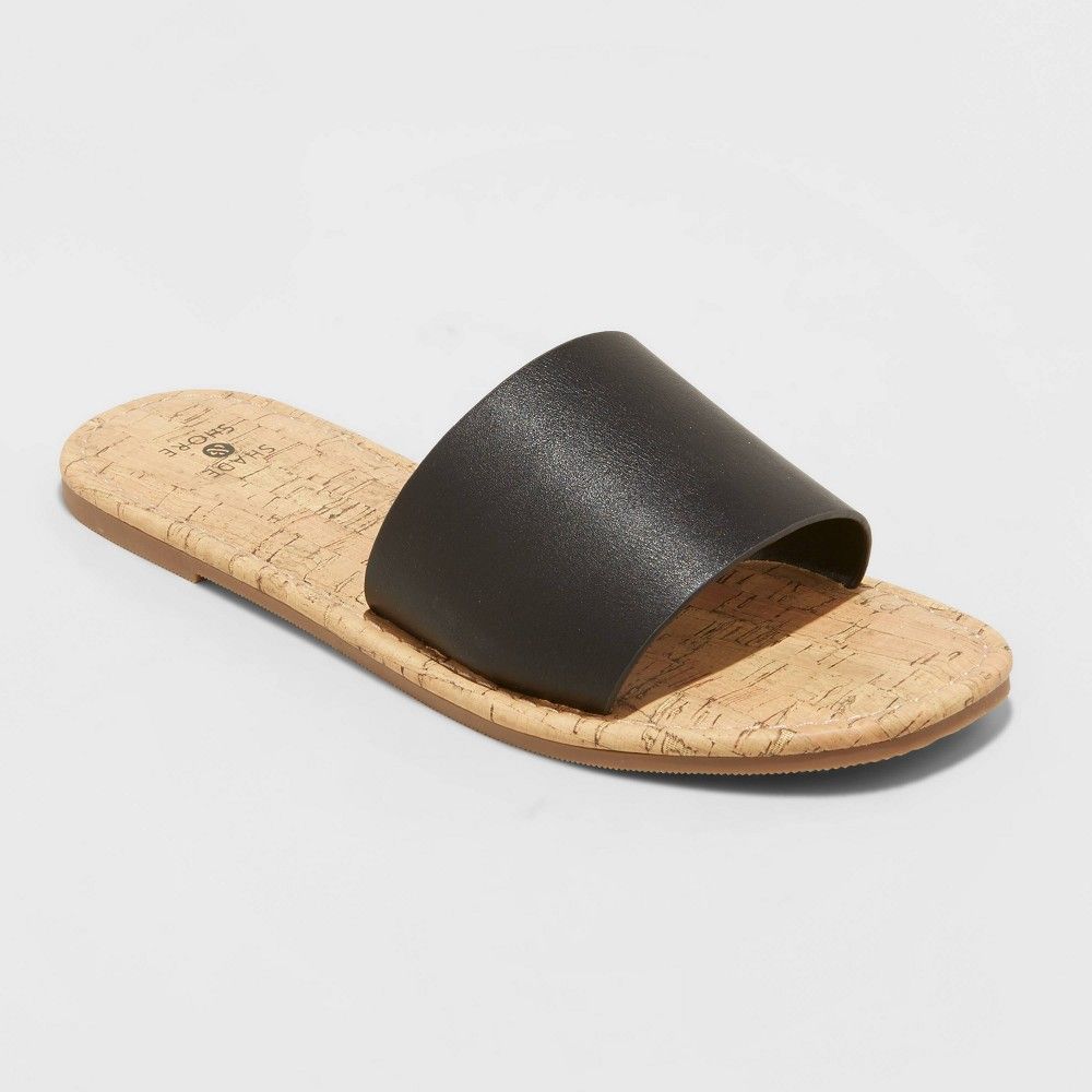 Women's Melany Square Toe Slide Sandals - Shade & Shore Black 11 | Target