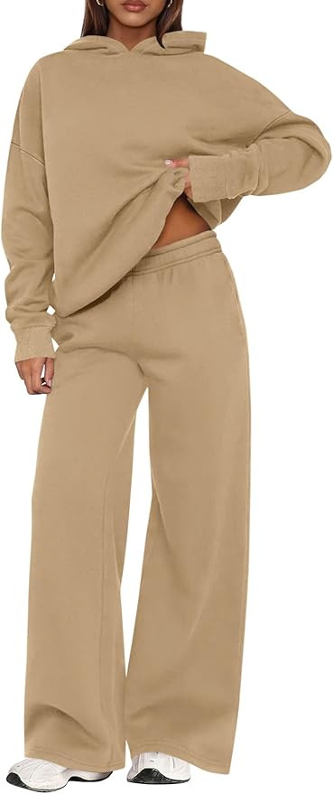 PRETTYGARDEN Womens Sweatsuits 2 Piece Set 2026 Casual Winter Long Sleeve Hoodie Loose Wide Leg S... | Amazon (US)