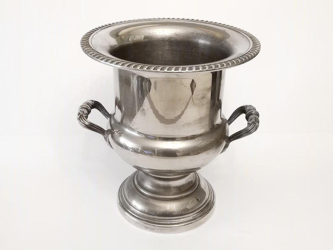 Large Silver Plate Champagne Cooler From Spain Circa 1970 Vintage Ice Bucket With Handles Urn Wit... | Etsy (US)